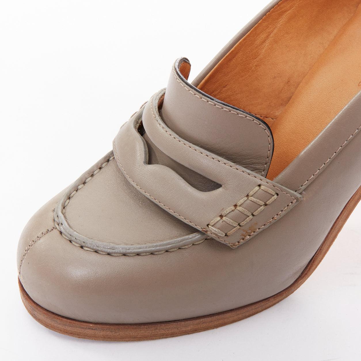 rare BALENCIAGA Vintage grey leather colourful wooden block heel loafer EU37 For Sale 2