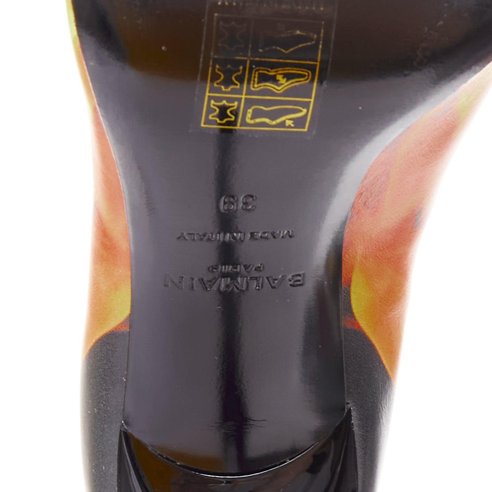 rare BALMAIN Uria noir orange flamme brûlante corset lacets bottes EU39 en vente 5