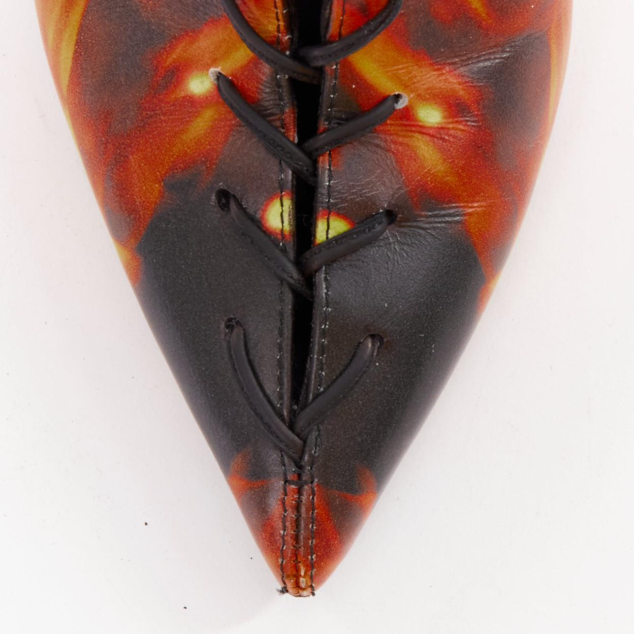 rare BALMAIN Uria noir orange flamme brûlante corset lacets bottes EU39 en vente 1
