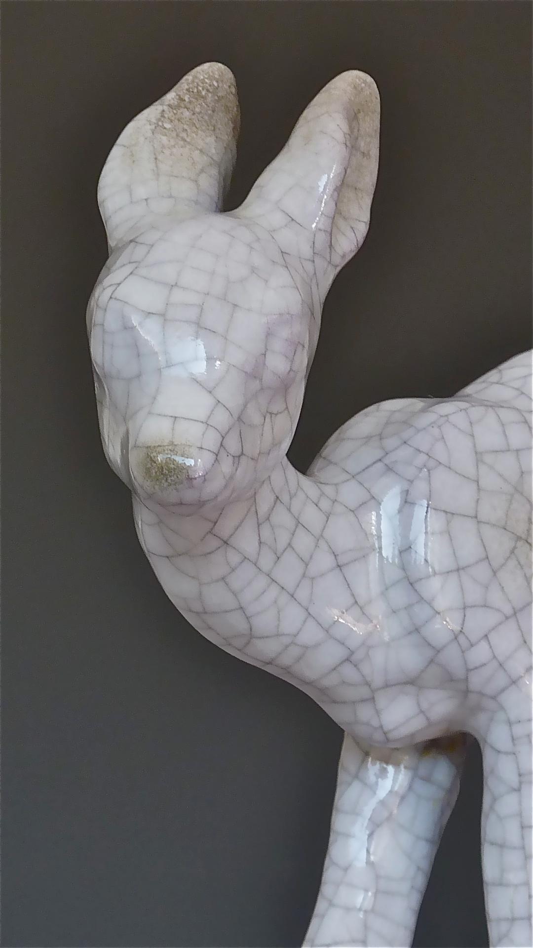 Rare Bambi Sculpture Karlsruhe Majolica Figurine Ceramic Art Deco Bauhaus, 1930s 7