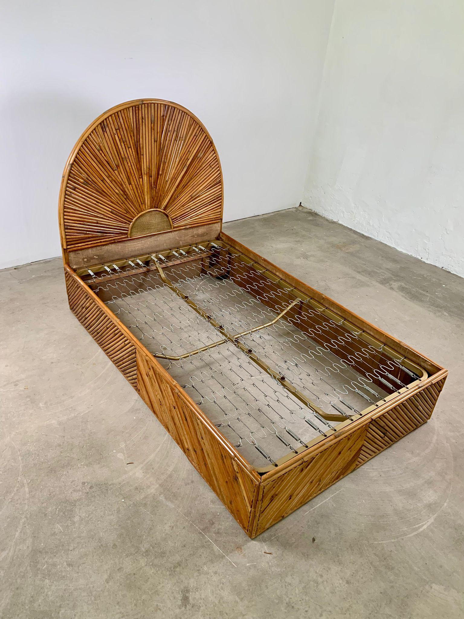 Rare bamboo bed made in Italy in the 1960s For Sale 8