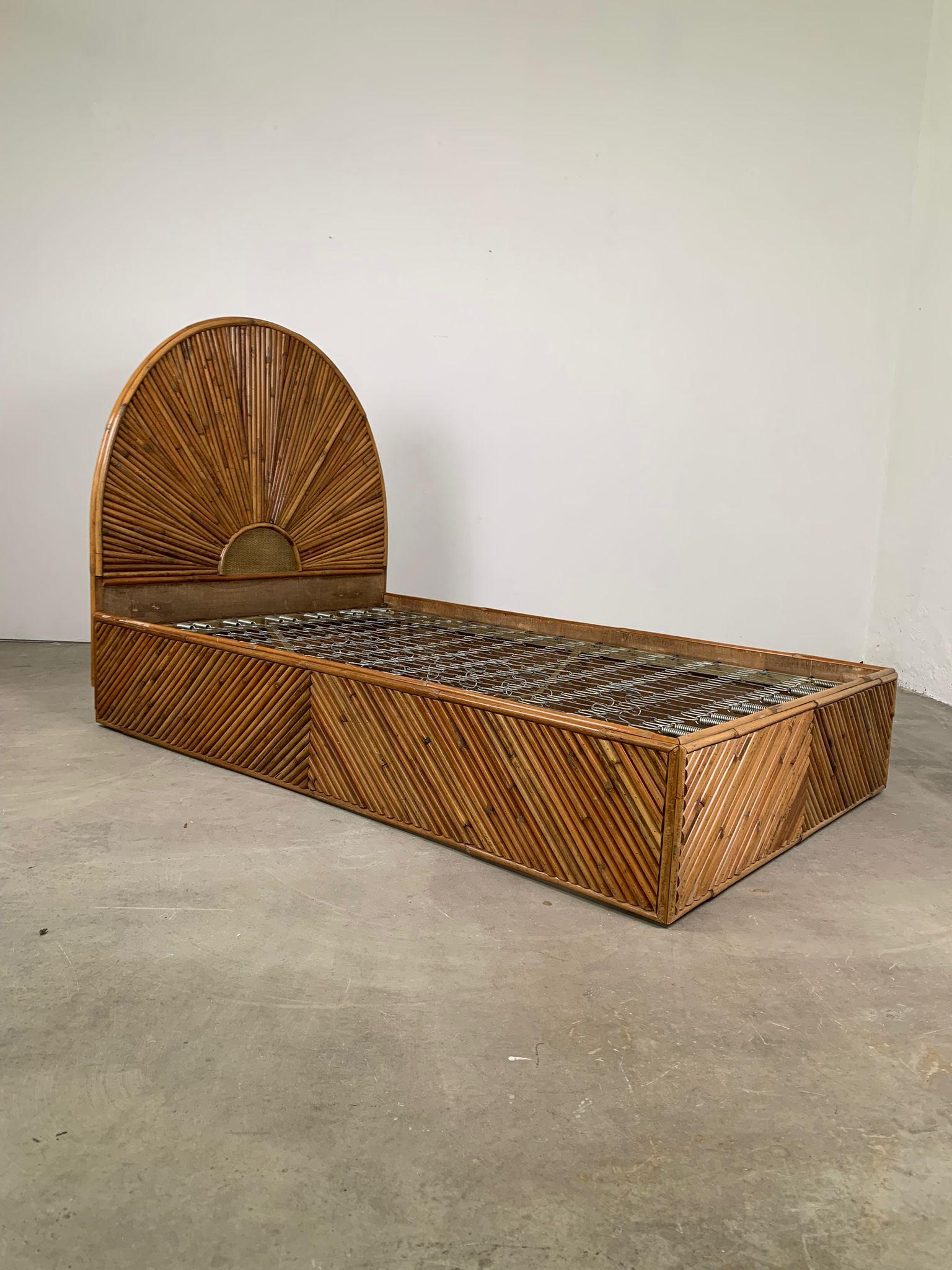 Mid-Century Modern Rare bamboo bed made in Italy in the 1960s For Sale