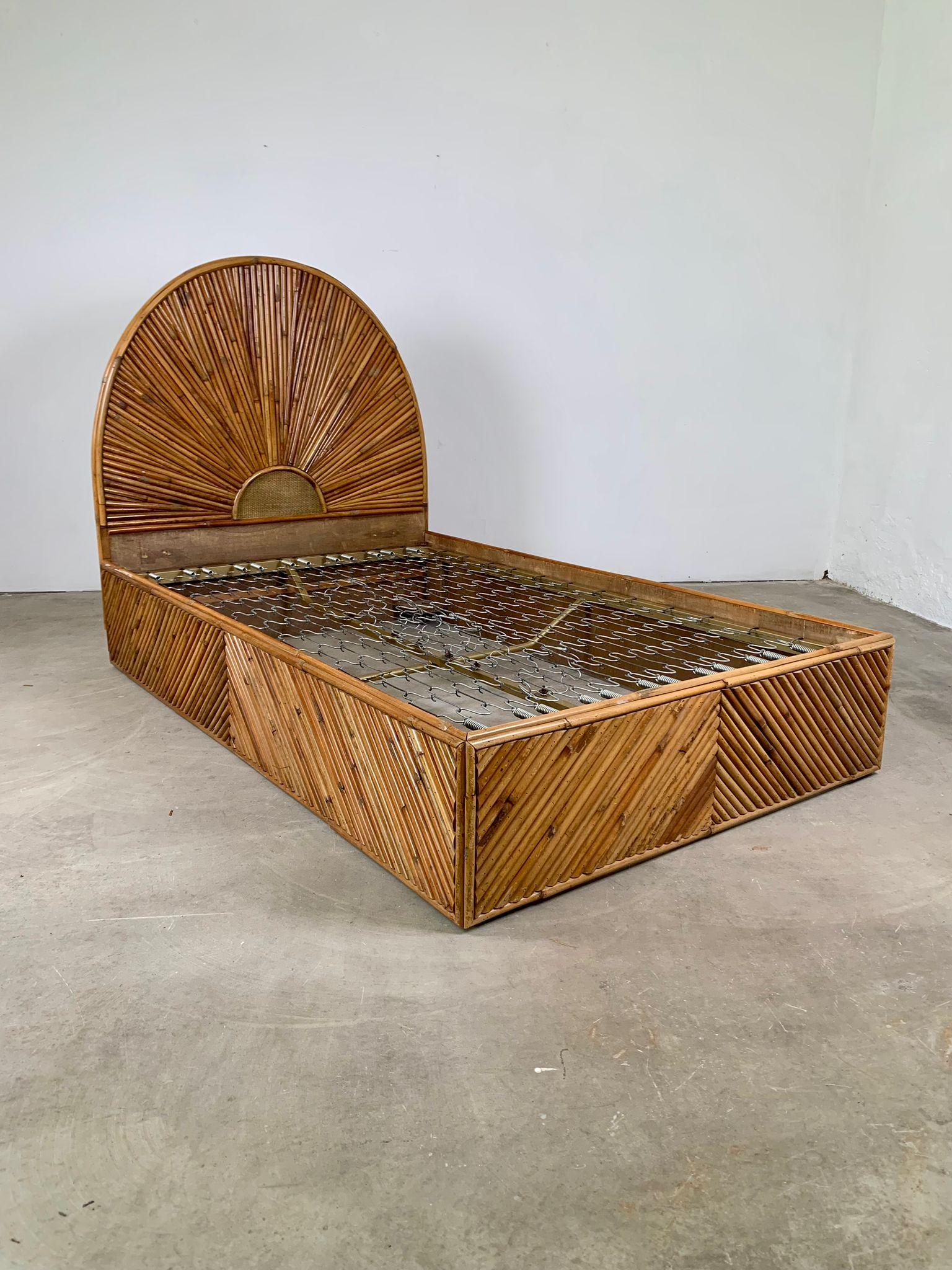 Mid-20th Century Rare bamboo bed made in Italy in the 1960s For Sale
