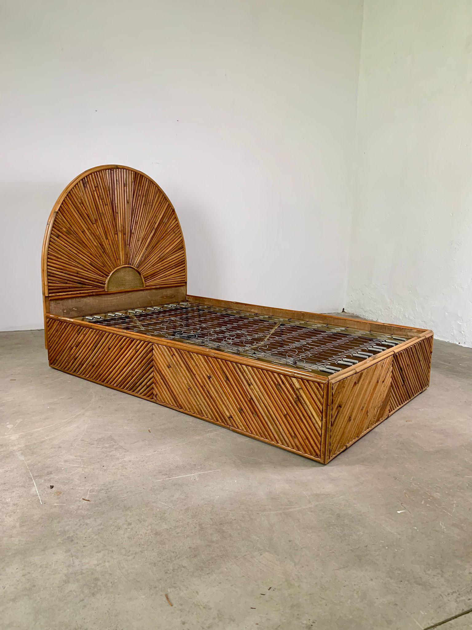 Bamboo Rare bamboo bed made in Italy in the 1960s For Sale