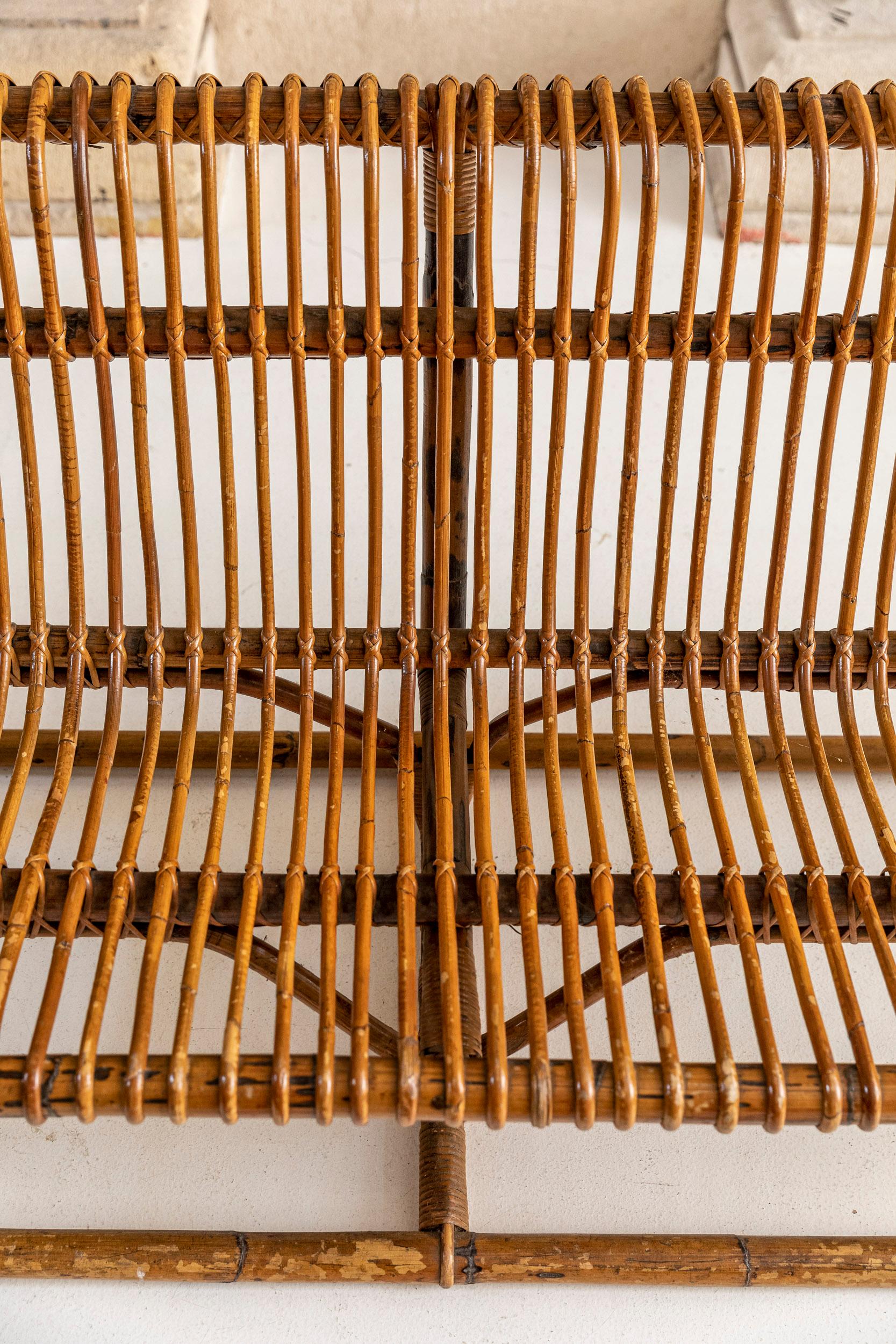 Rare bamboo bench by Tito Agnoli for Bonacina 3