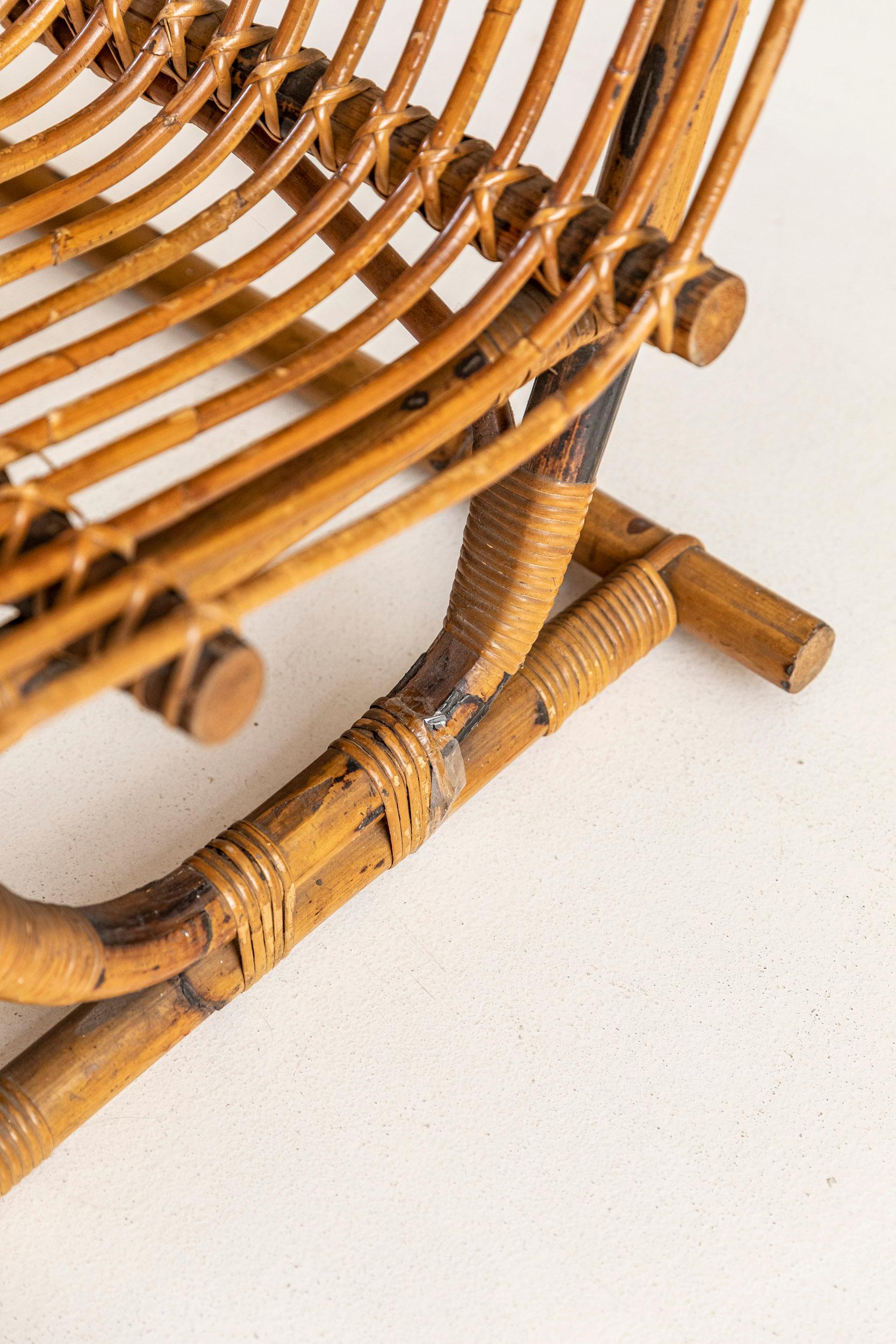 Rare bamboo bench by Tito Agnoli for Bonacina 10