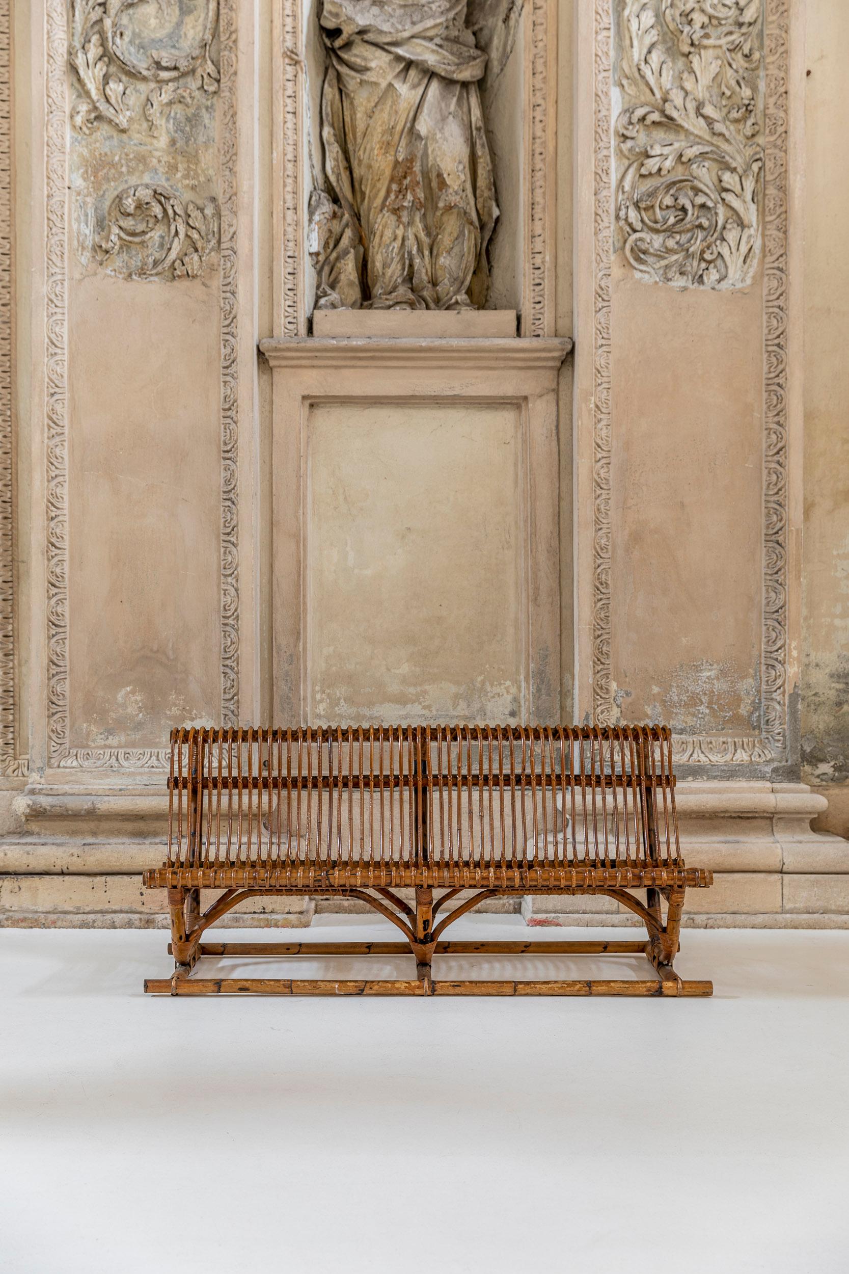 Mid-Century Modern Rare bamboo bench by Tito Agnoli for Bonacina