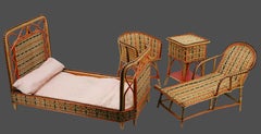 Rare Bamboo & Rattan Doll's Bedroom, Playhouse, ca.1900