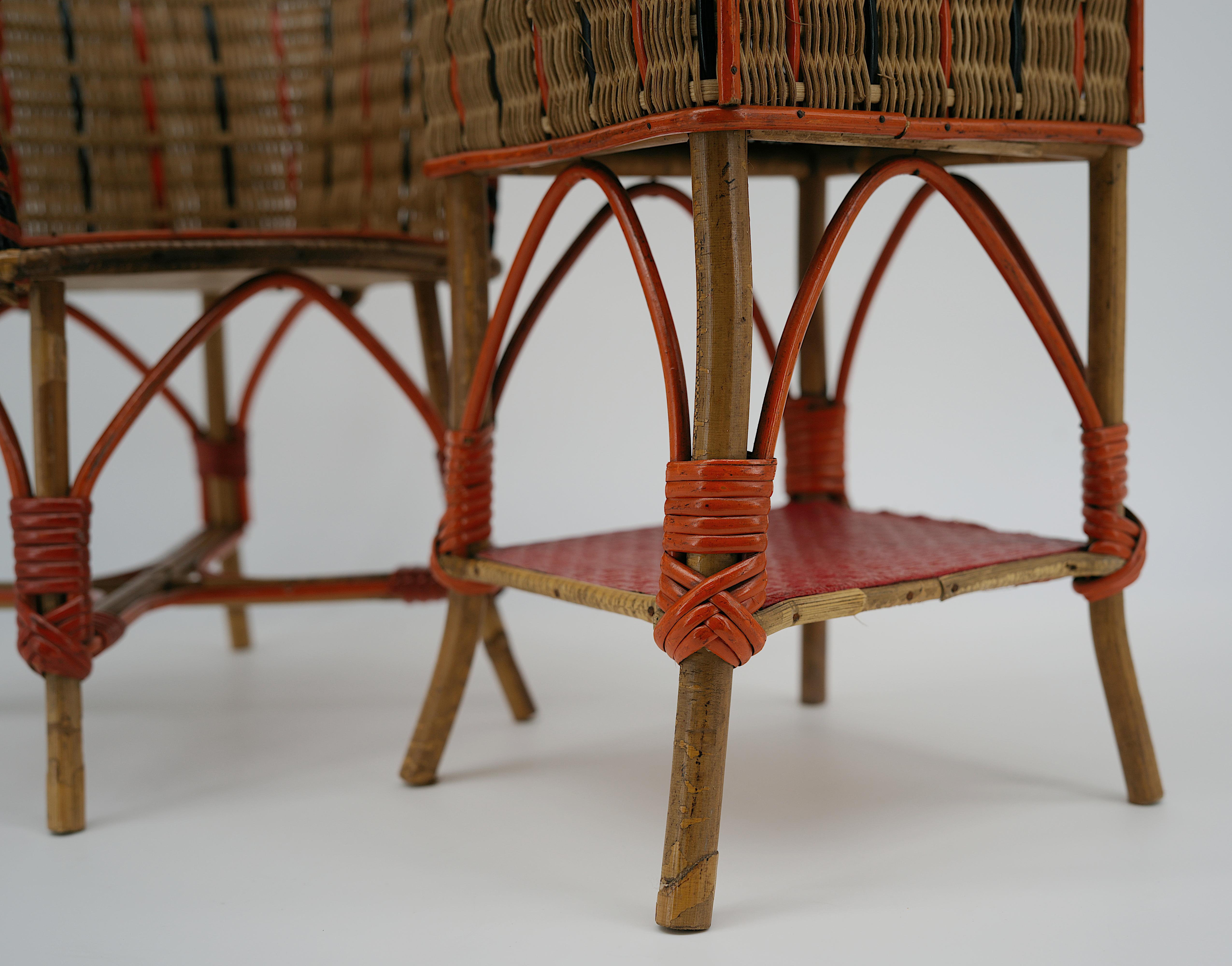 Rare Bamboo & Rattan Doll's Bedroom, Playhouse, ca.1900 In Good Condition For Sale In Saint-Amans-des-Cots, FR