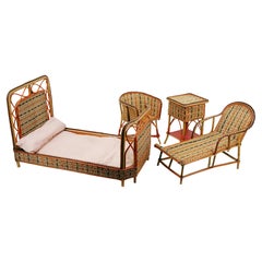 Rare Bamboo & Rattan Doll's Bedroom, Playhouse, ca.1900