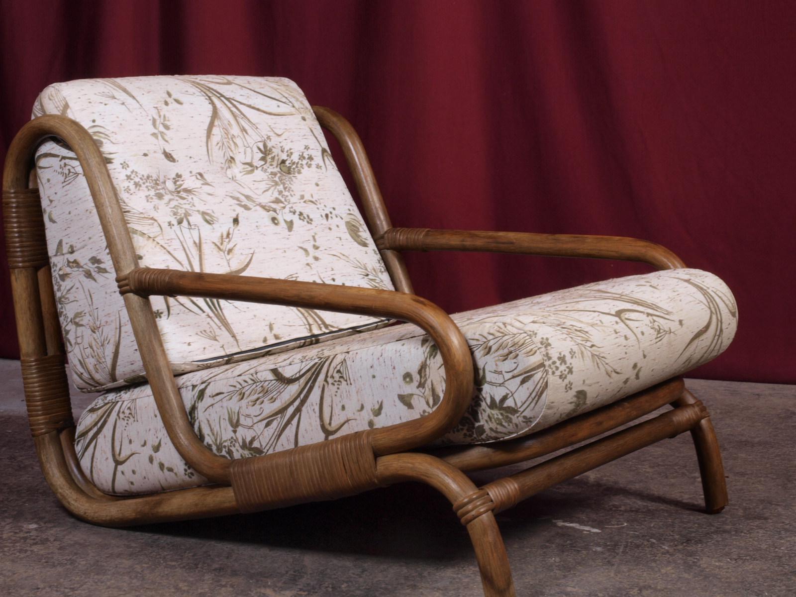 Mid-Century Modern Rare Bamboo Vintage Danish Lounge Chairs, set of 2