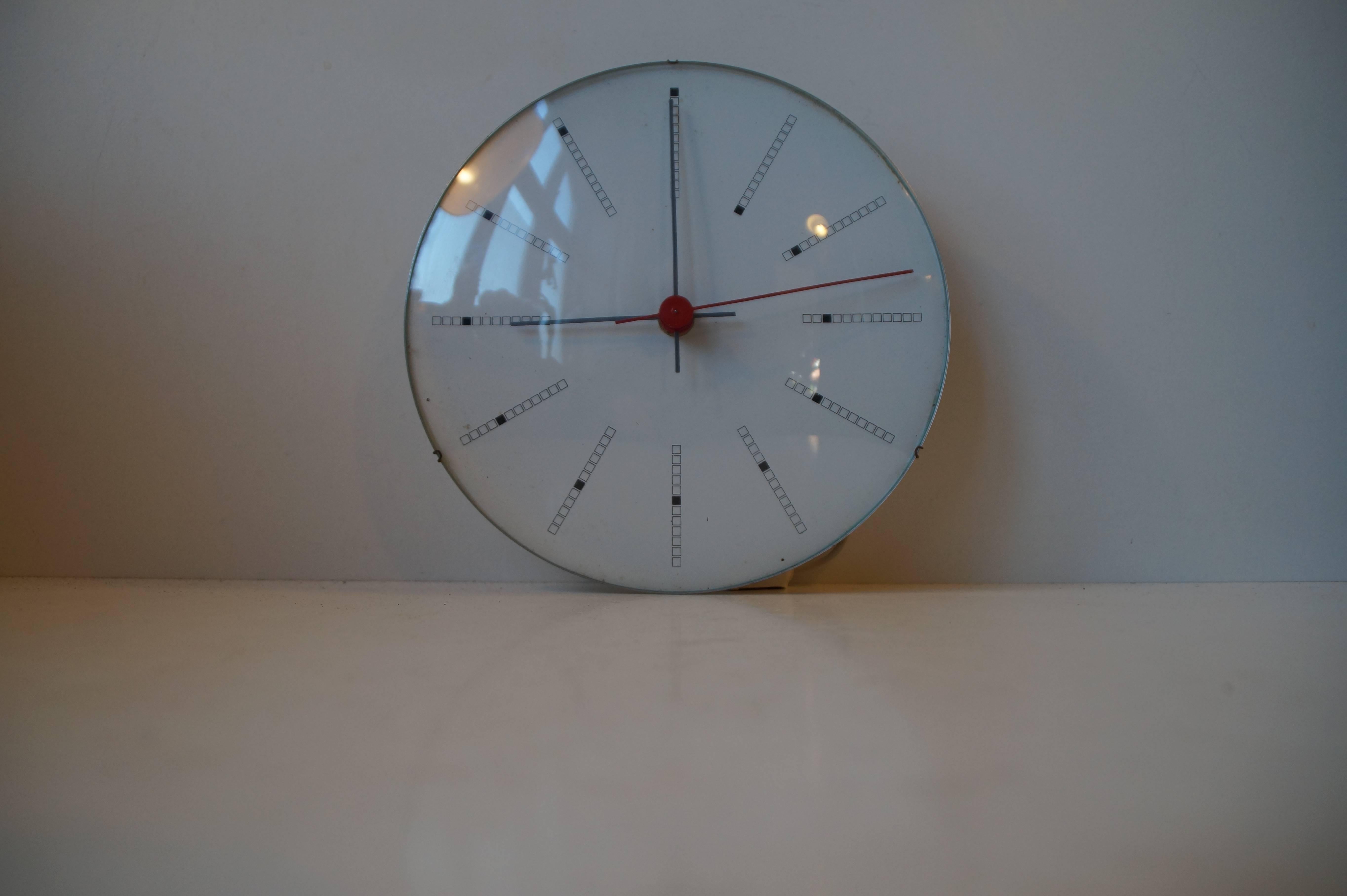 Mid-Century Modern Rare Bankers Wall Clock by Arne Jacobsen for Gefa, 1971