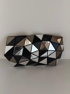 rare Bao Bao Issey Miyake Distortion Clutch Bag Platinum Mix Handheld Purse Auth
