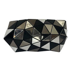 rare Bao Bao Issey Miyake Distortion Clutch Bag Platinum Mix Handheld Purse Auth