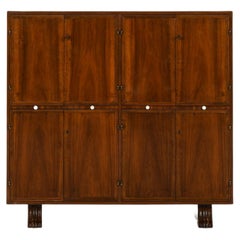 Rare Bar Cabinet in Walnut and Brass, 1930's
