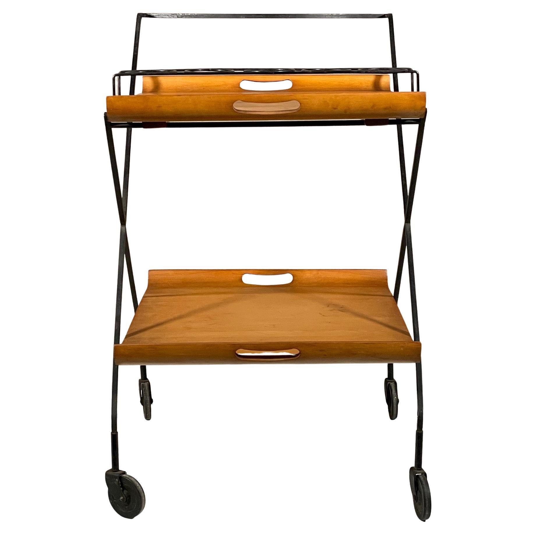 Rare Bar Cart by Milo Baughman with Removable Trays