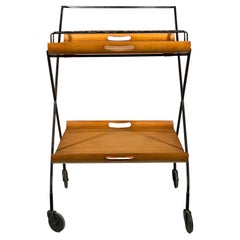 Raro carrito de bar de Milo Baughman con bandejas extraíbles