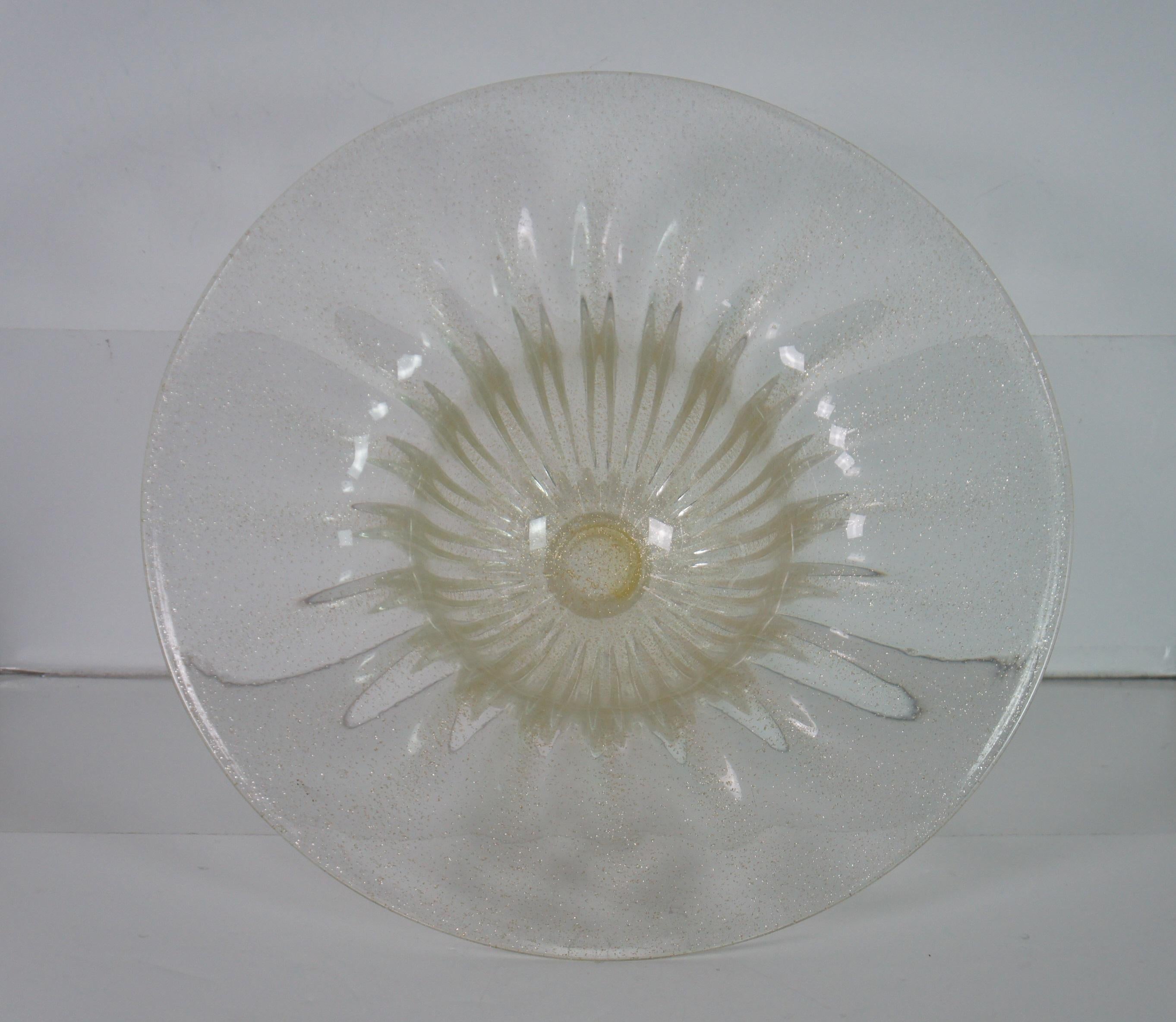 Neoclassical Rare Barbara Barry Baker 24K Gold Murano Glass Footed Centerpiece Bowl For Sale