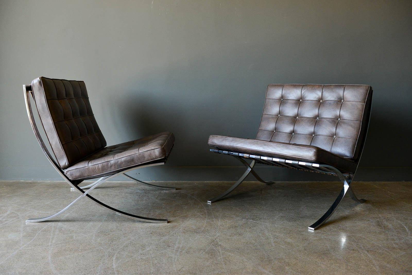Mid-Century Modern Rare Barcelona Chairs by Gerald R. Griffith for Ludwig Mies van der Rohe, 1970