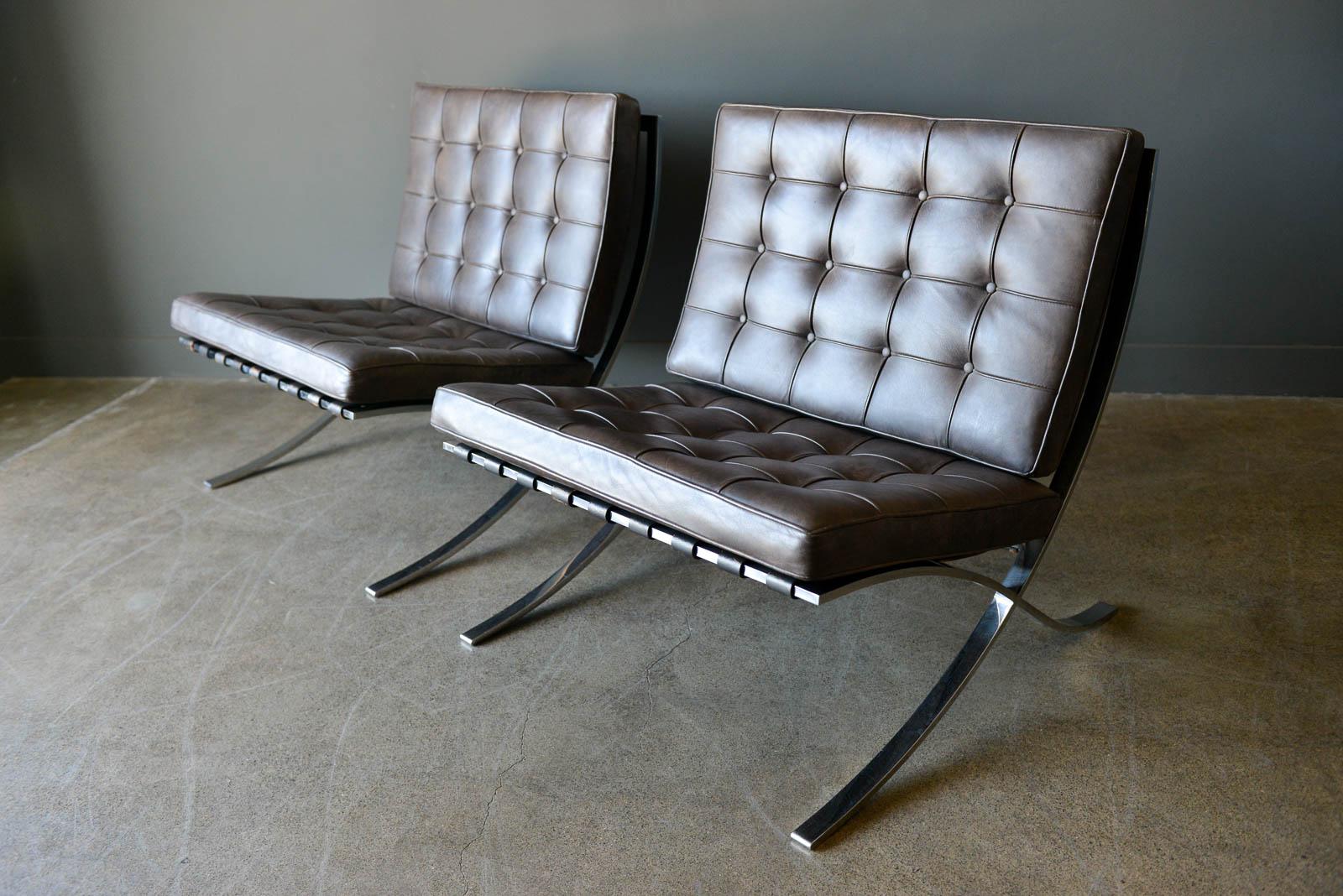 American Rare Barcelona Chairs by Gerald R. Griffith for Ludwig Mies van der Rohe, 1970