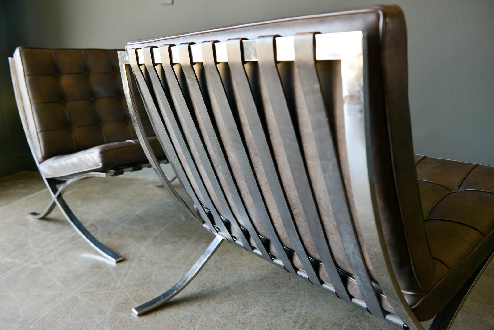 Steel Rare Barcelona Chairs by Gerald R. Griffith for Ludwig Mies van der Rohe, 1970