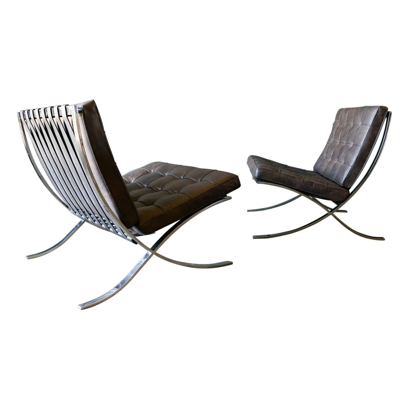 Rare Barcelona Chairs by Gerald R. Griffith for Ludwig Mies van der Rohe, 1970