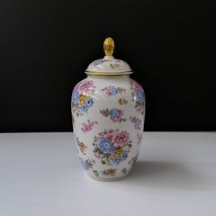 Rare Bareuther Bavaria Porcelain Lidded Urn, Hand-Painted Vintage Floral Design