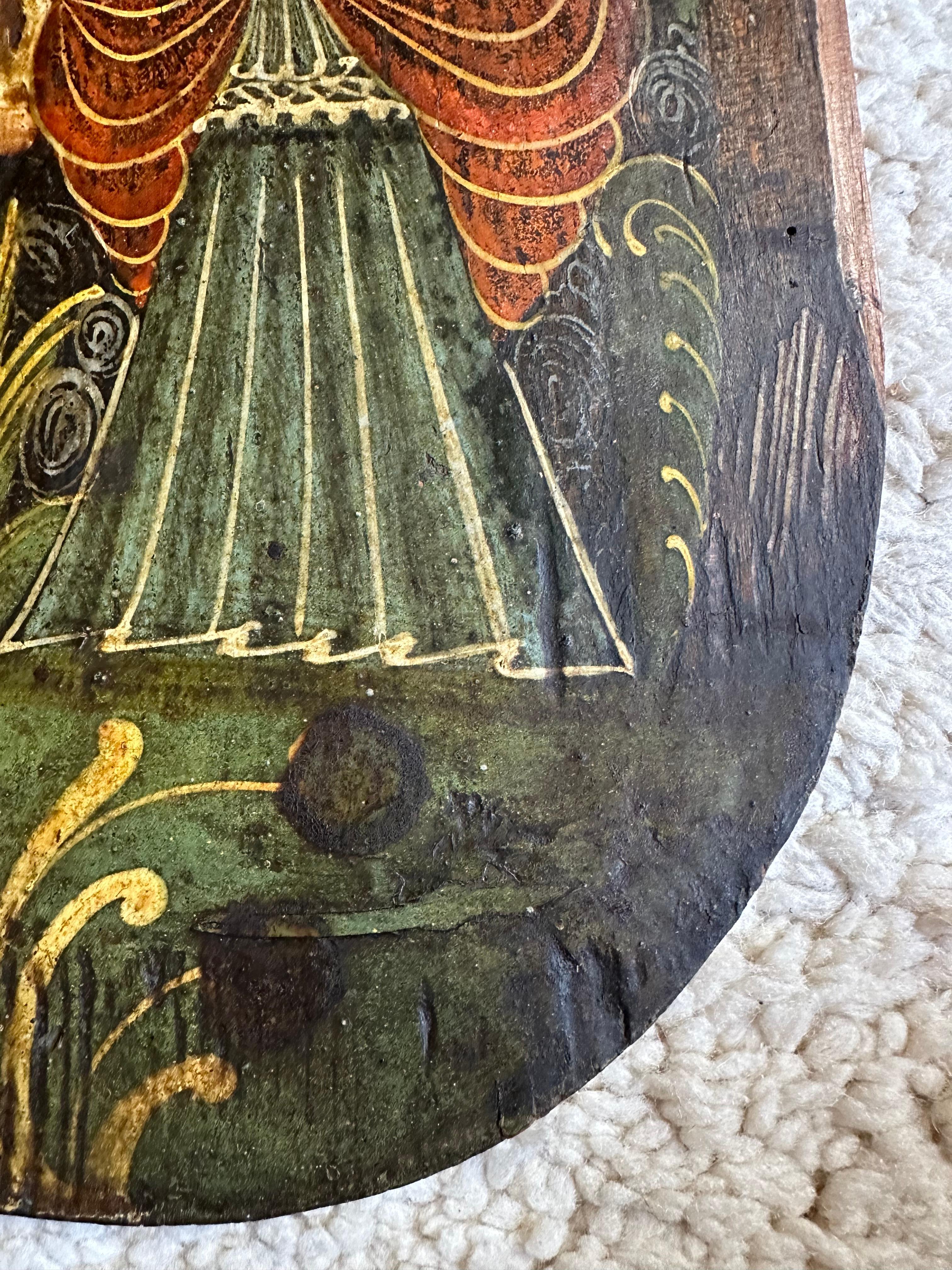 Rare baroque 18th Century Hatbox Lid: Authentic Wall Decoration for Rustic Homes For Sale 5