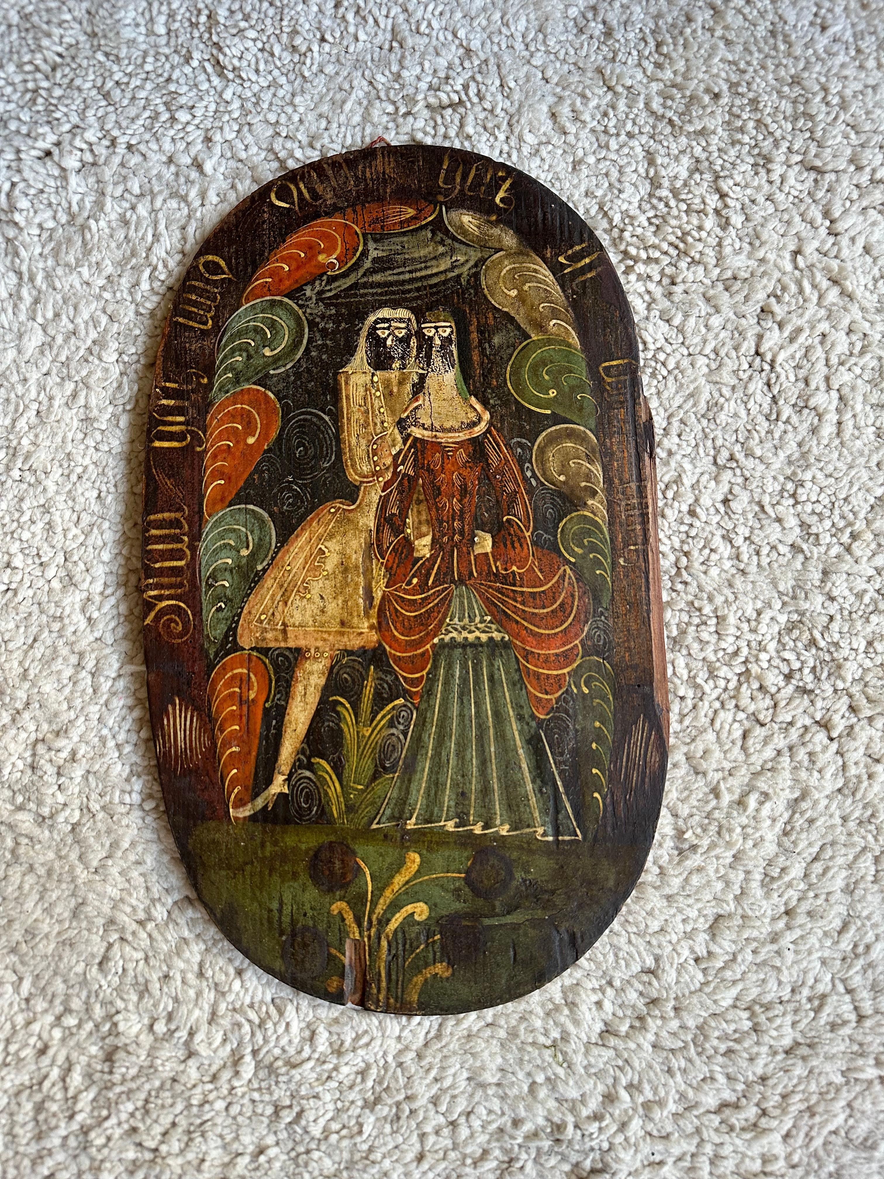 German Rare baroque 18th Century Hatbox Lid: Authentic Wall Decoration for Rustic Homes For Sale