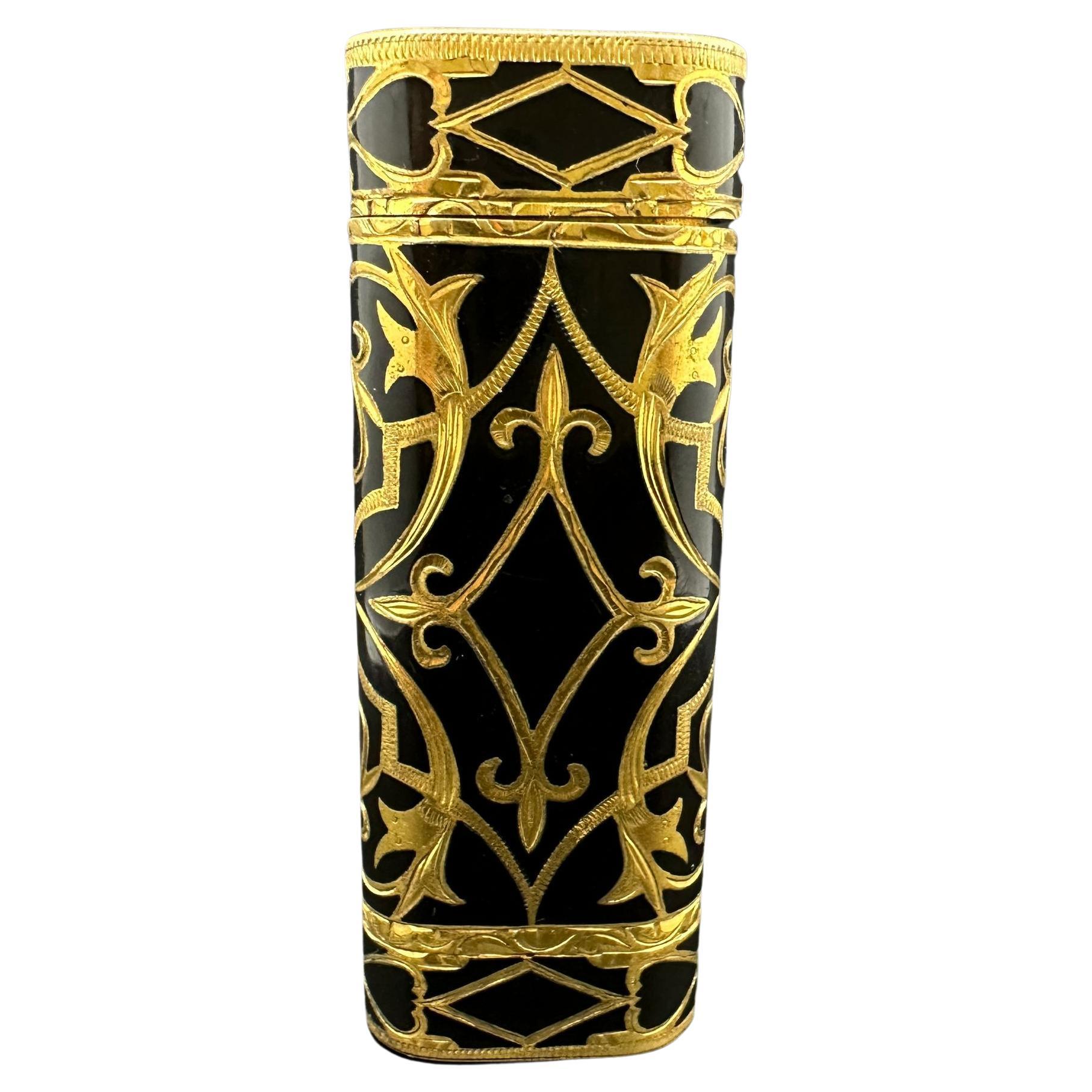 Rare Baroque Cartier “Royking” 18k Gold Inlay & Black Lacquer