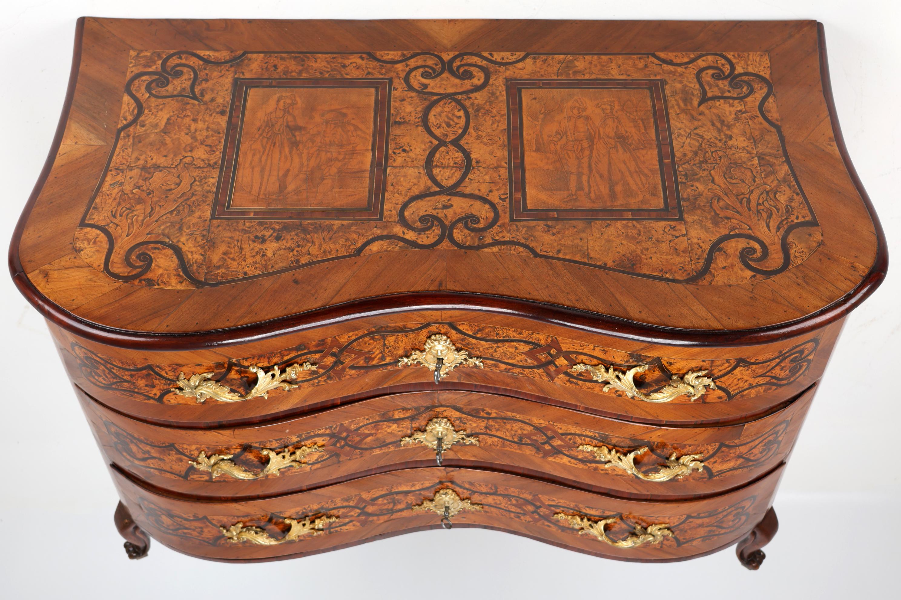 Rare Baroque Chest of Drawers with Inlaids from 18th Century For Sale ...