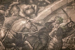 Raro grabado barroco 'Batalla del Puente Milvio', Francia, siglo XVII