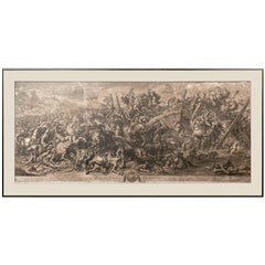 Rare Baroque Engraving 'Battle of the Milvian Bridge, ' France, 17th century