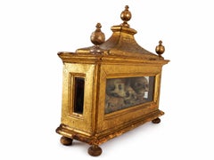 Récipient baroque rare destiné à abriter un « memento mori », présenté dans un reliquaire doré