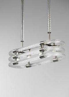 Rare Barovier and Toso Twisted Murano Glass Italian Chandelier 1930's Ceiling