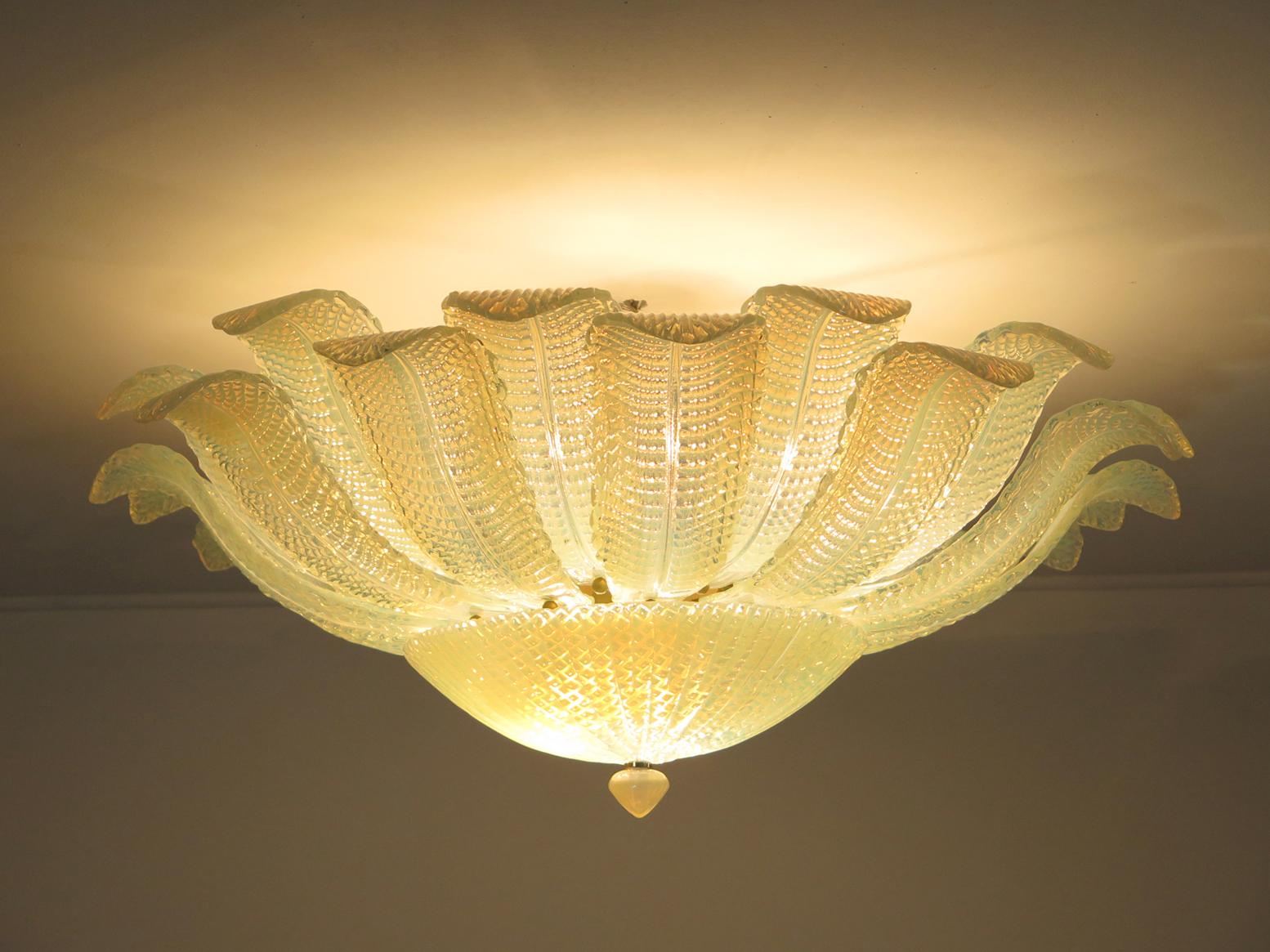 Rare Barovier Flower Ceiling Lamp - Murano Art Glas – Opalino Glass 3