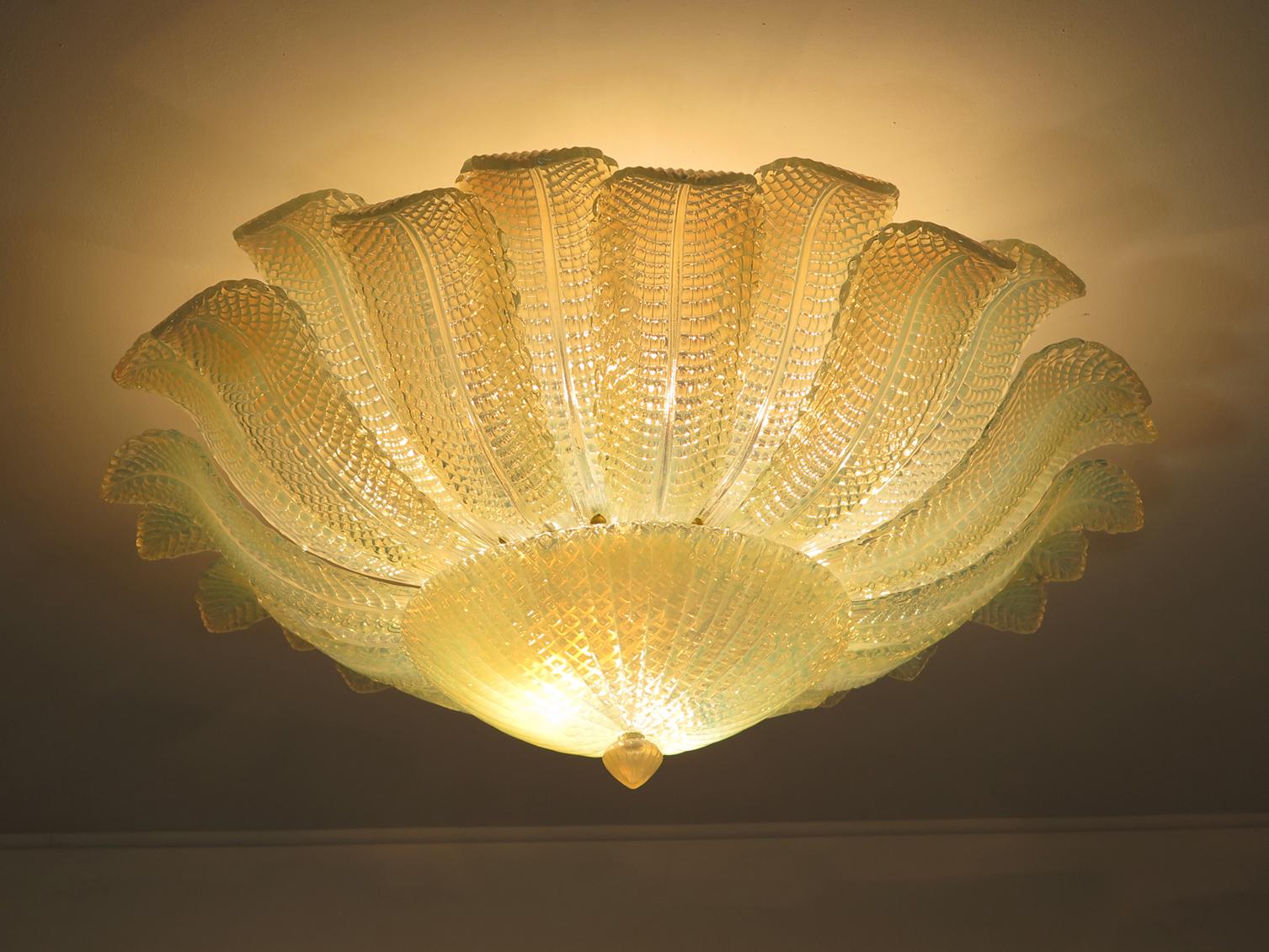Rare Barovier Flower Ceiling Lamp - Murano Art Glas – Opalino Glass 4