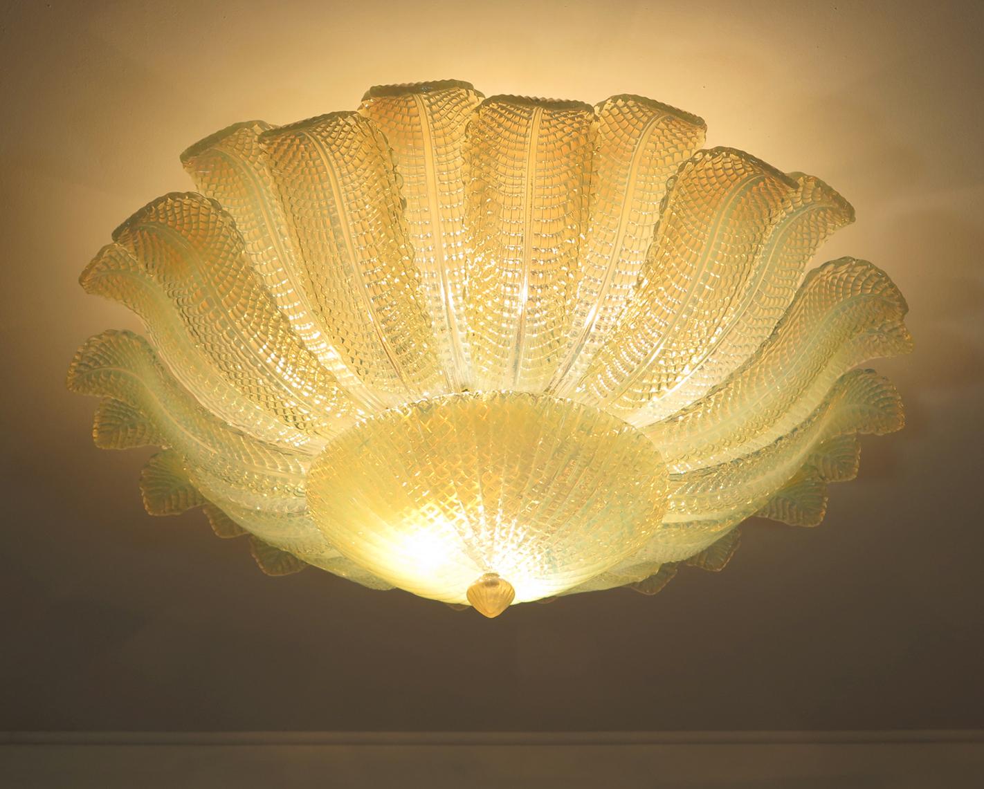 Rare Barovier Flower Ceiling Lamp - Murano Art Glas – Opalino Glass 5