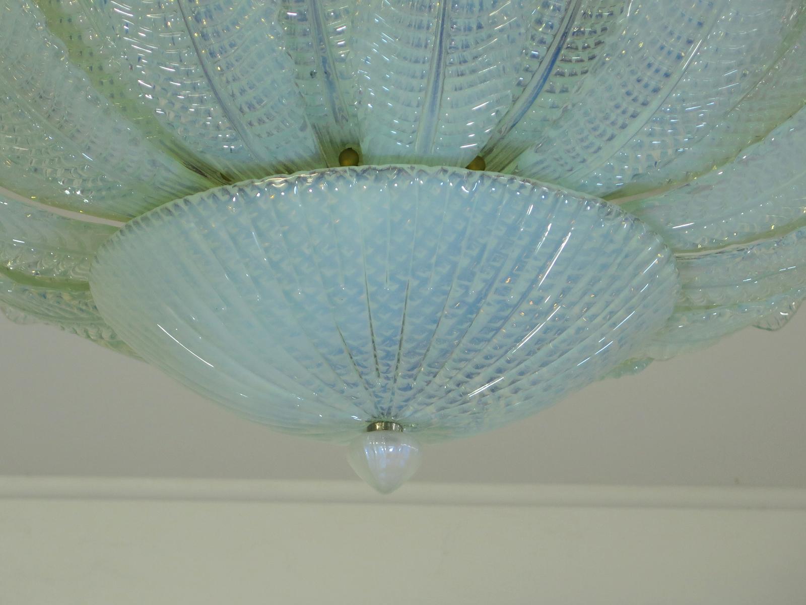 Mid-Century Modern Rare Barovier Flower Ceiling Lamp - Murano Art Glas – Opalino Glass