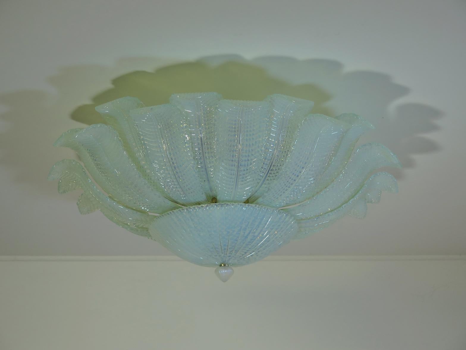 Italian Rare Barovier Flower Ceiling Lamp - Murano Art Glas – Opalino Glass