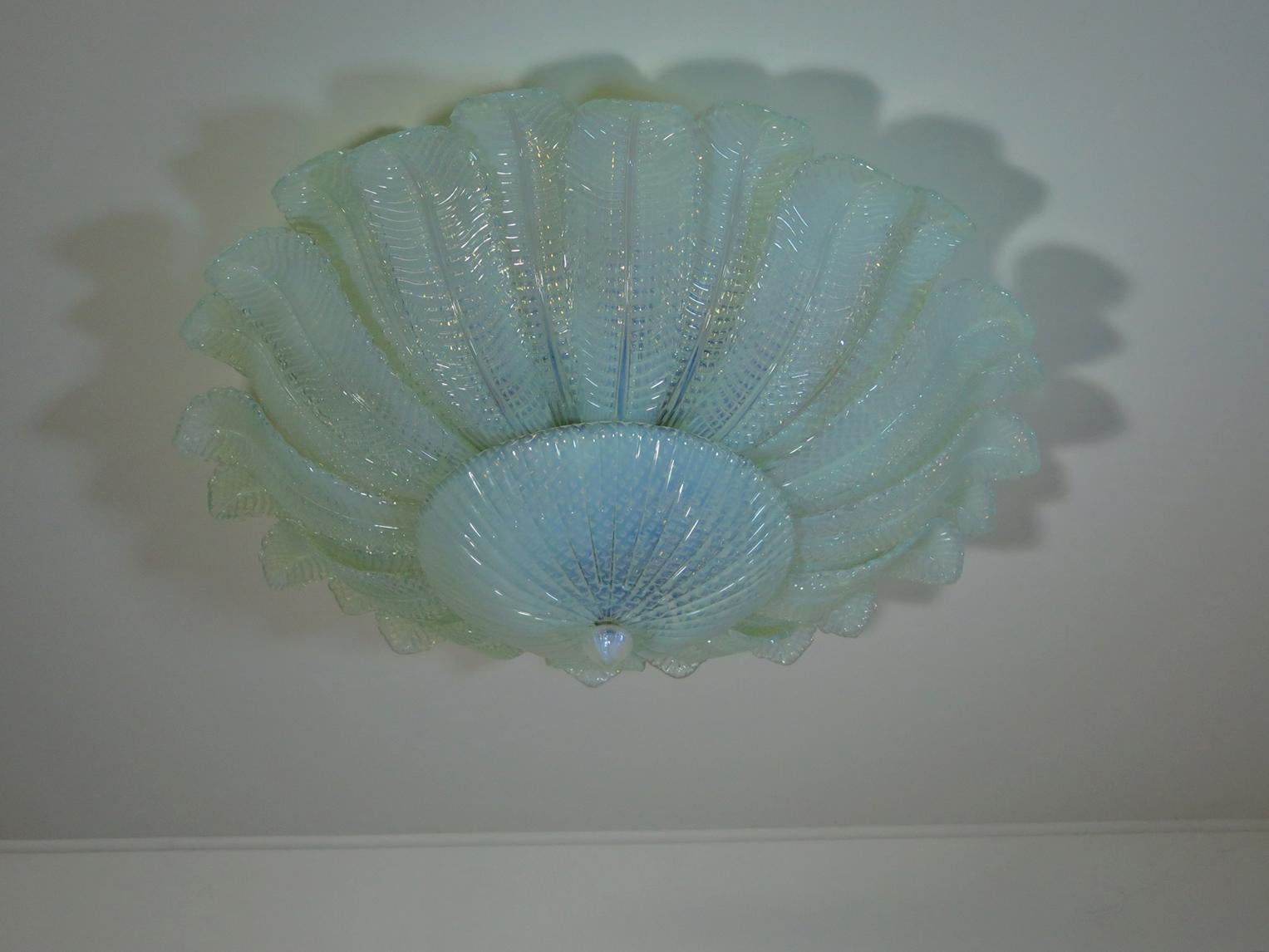 Late 20th Century Rare Barovier Flower Ceiling Lamp - Murano Art Glas – Opalino Glass
