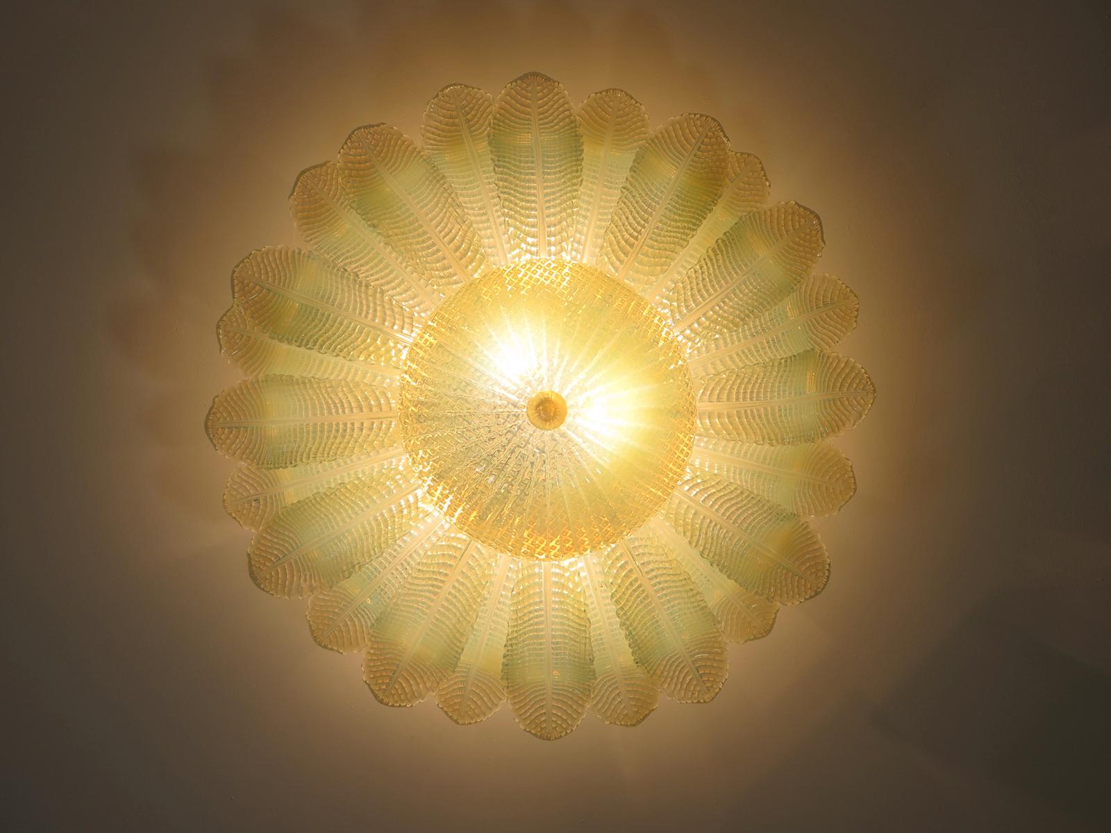Rare Barovier Flower Ceiling Lamp - Murano Art Glas – Opalino Glass 2