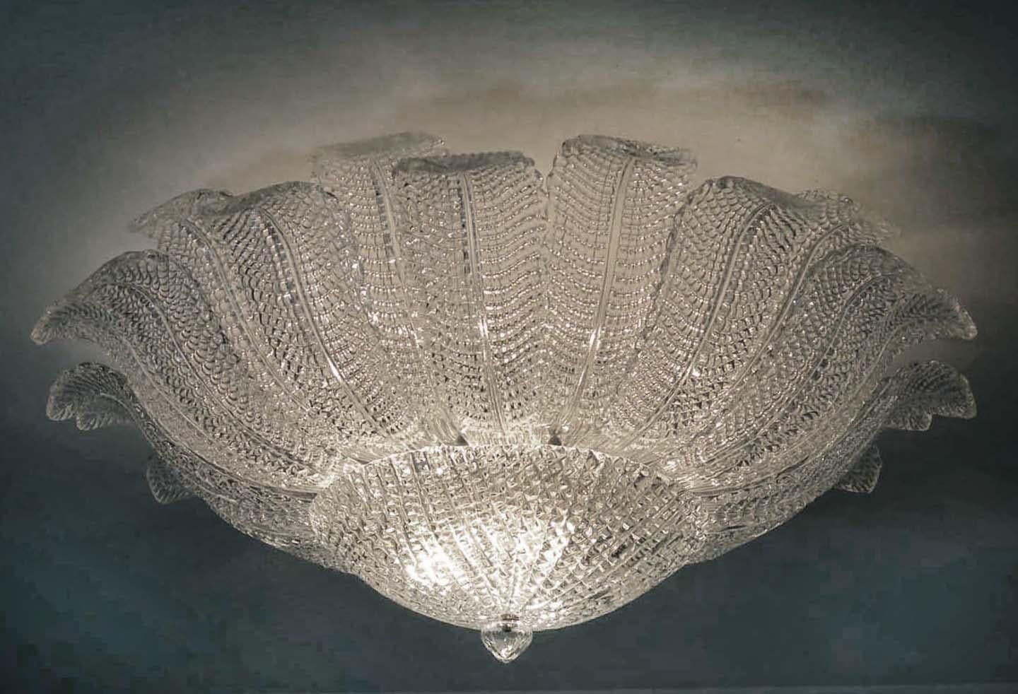 Rare Barovier Flower Ceiling Lamp, Murano Art Glass In Good Condition For Sale In Gaiarine Frazione Francenigo (TV), IT