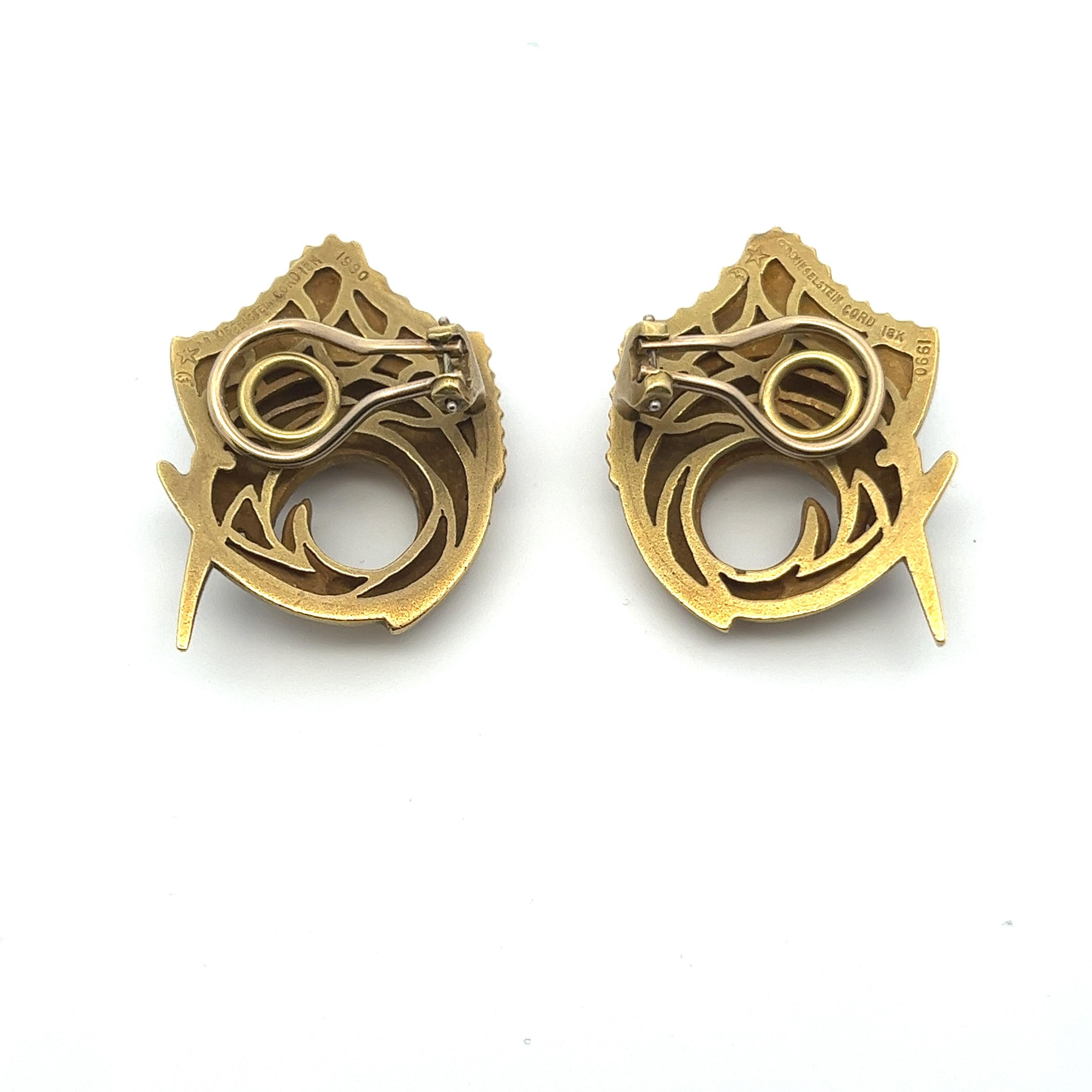 Men's Rare Barry Kieselstein-Cord Marlin 18 Karat Yellow Gold Clip-on Earrings .04ctw