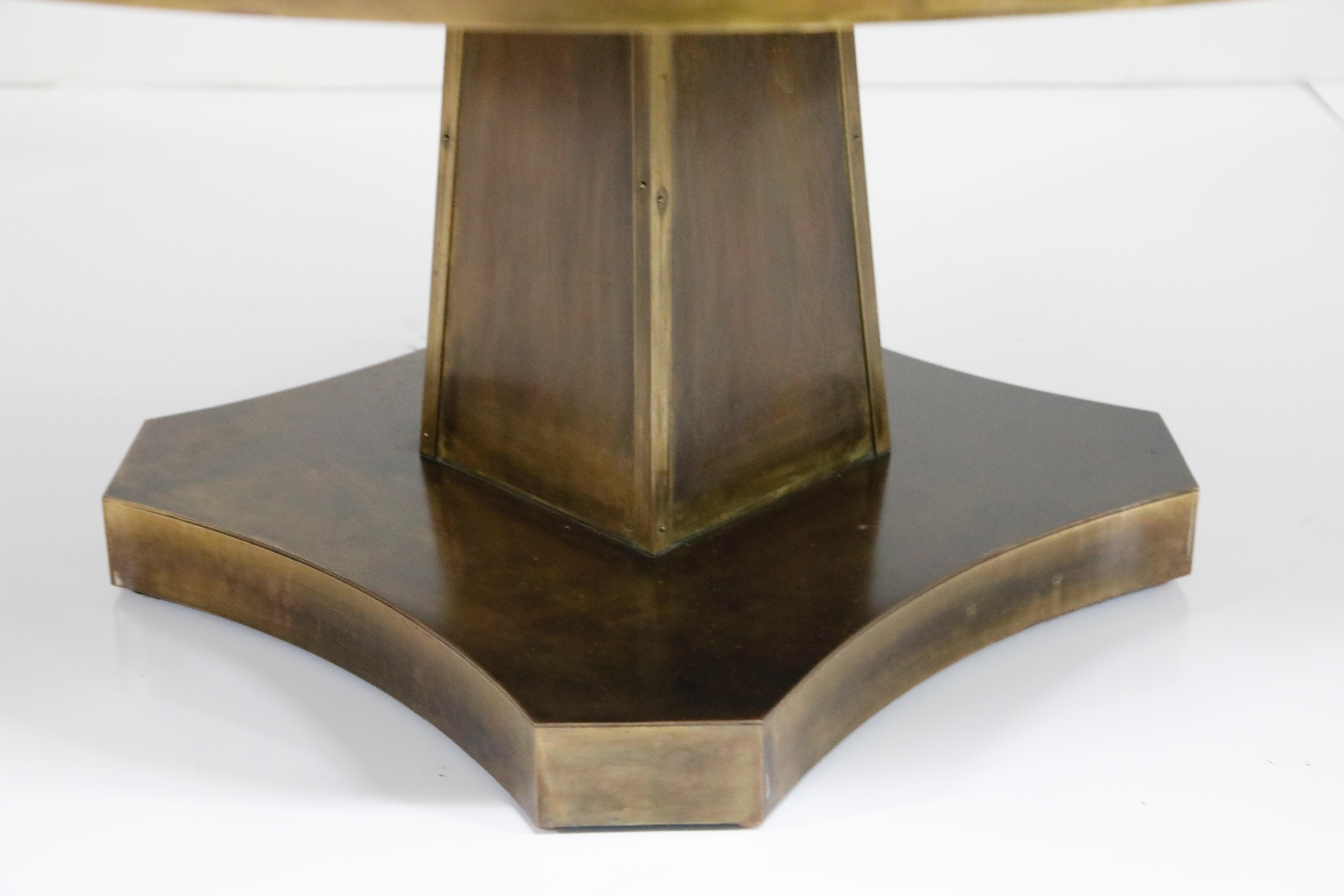 Rare Base & Acid Etched Bronze Classical Table by Philip & Kelvin LaVerne, 1960s 5