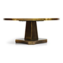Rare base & Table classique en bronze gravé à l'acide par Philip & Kelvin LaVerne:: années 1960
