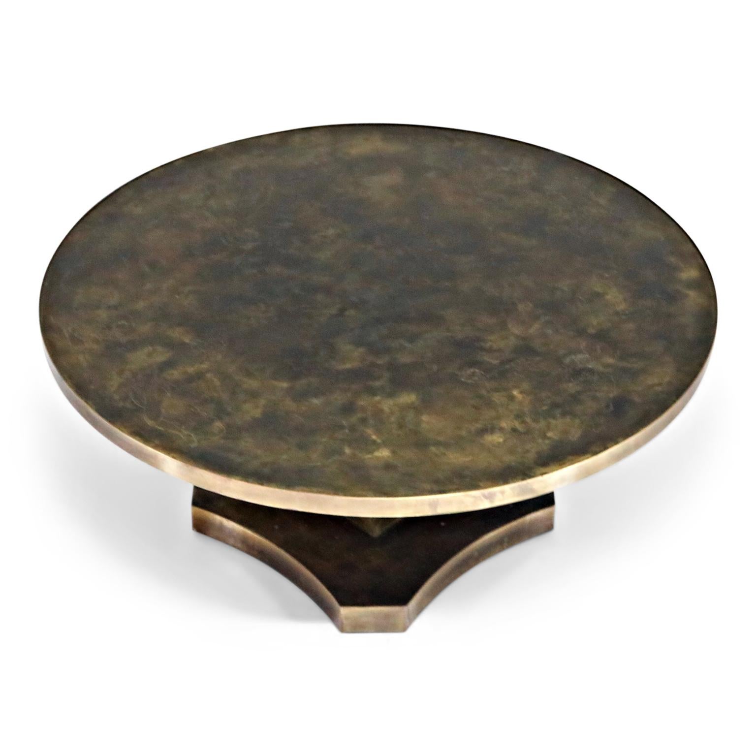 Rare Base & Acid Etched Bronze Classical Table by Philip & Kelvin LaVerne, 1960s In Good Condition In Los Angeles, CA