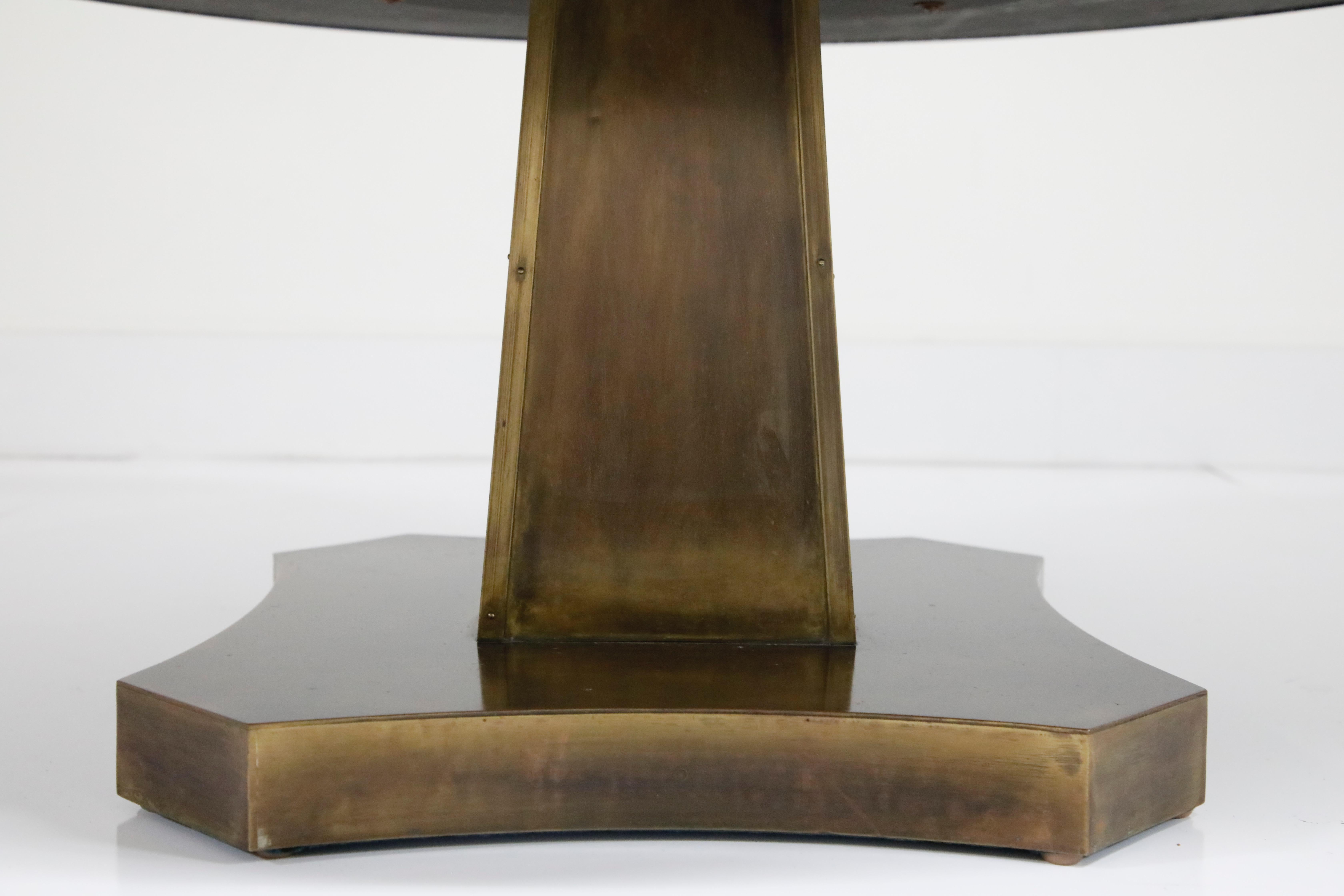 Rare Base & Acid Etched Bronze Classical Table by Philip & Kelvin LaVerne, 1960s 2