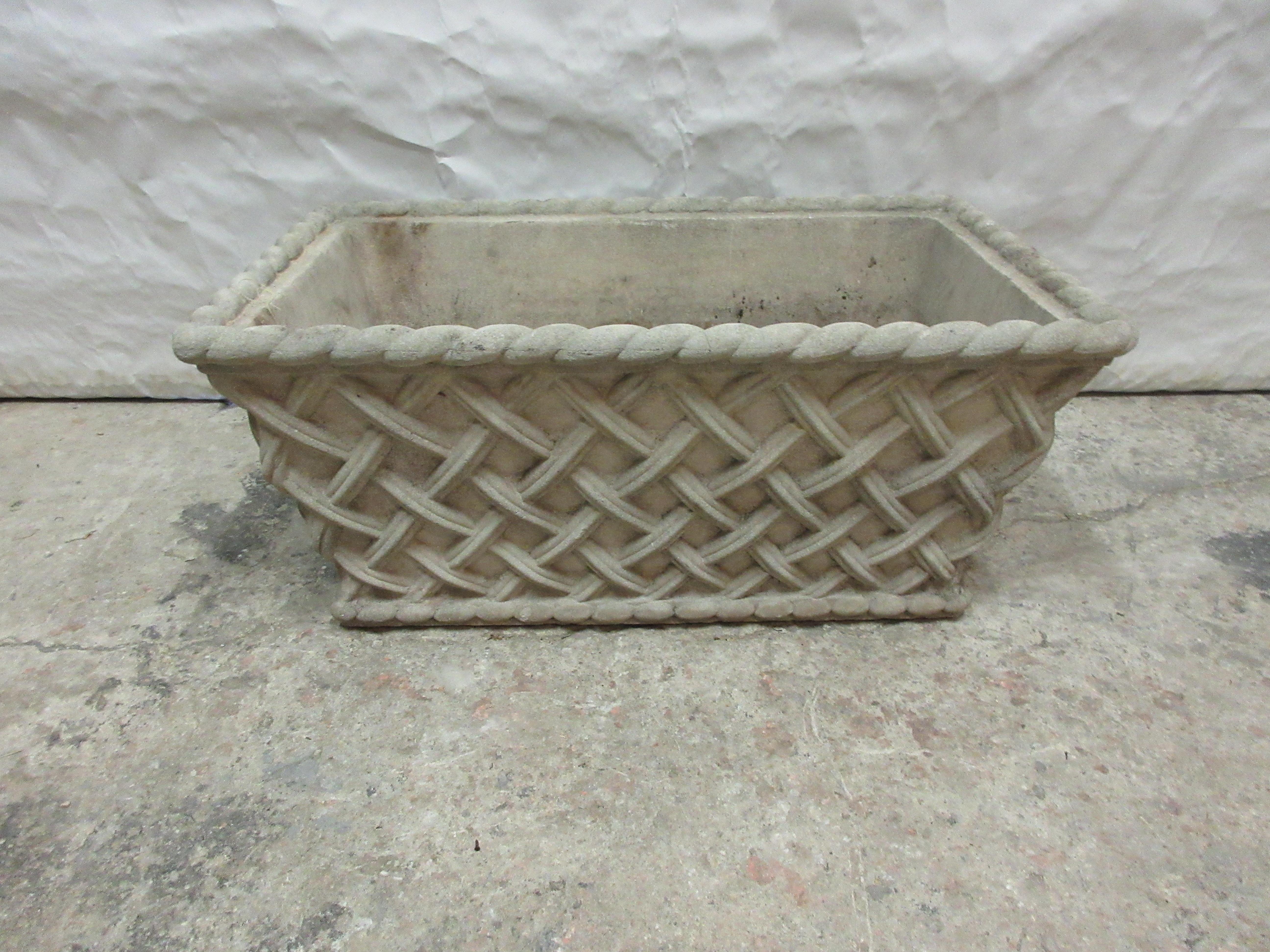 This is a Rare and unique Rare Basket Weave Planter. its in Great shape for its age.