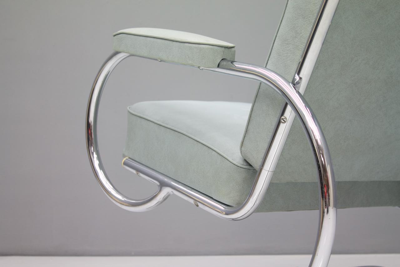 Rare Batistin Spade Tubular Lounge Chair, France, 1930s 1